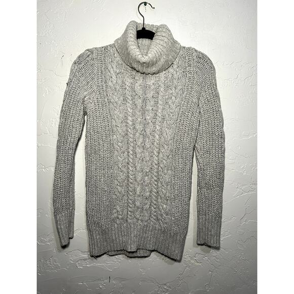 Gap turtle neck chunky cable knit fisherman sweater womens small preppy cotton - Picture 1 of 7